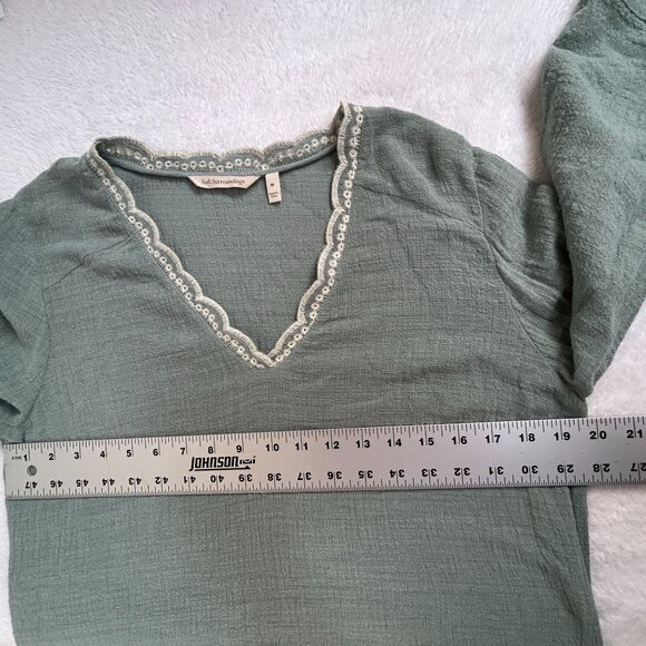 Soft Surroundings Womens Floral Embroidered Pissarro Shift Dress Medium Green - Picture 6 of 7